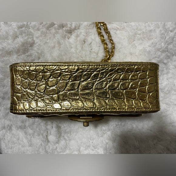 CHANEL Gold Embossed Croc Mini Flap Bag - Picture 6 of 16